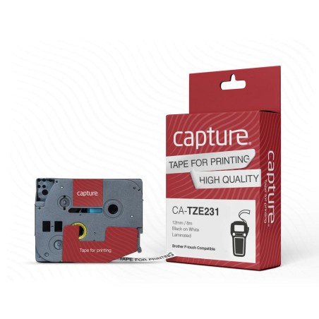 High-Quality CA-TZE231 Black on White Tape – 12mm x 8m | Durable Labeling Solution